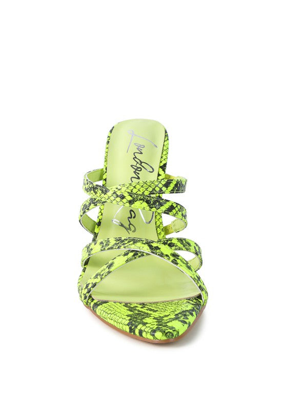 NIGHTCLUB HIGH HEELED NEON ANIMAL SANDALS