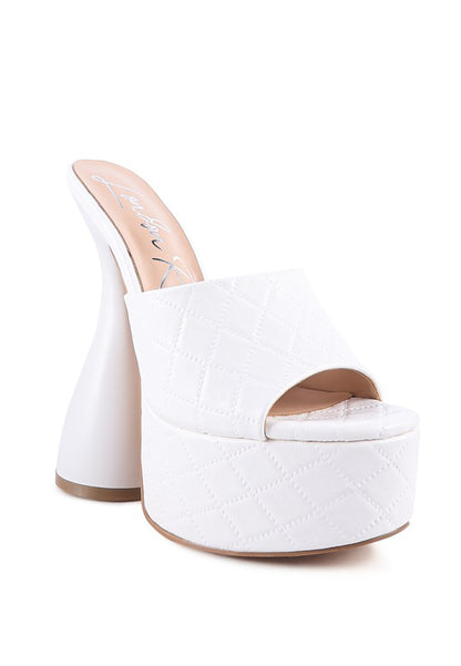 Oomph Quilted High Heeled Platform Sandals