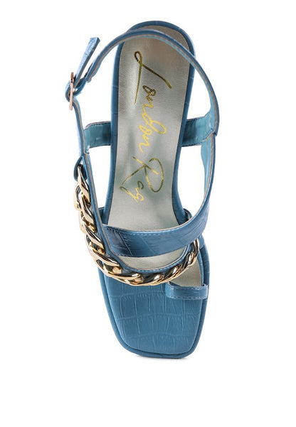 Frecklin Metal Chain Strap Croc Block Sandal