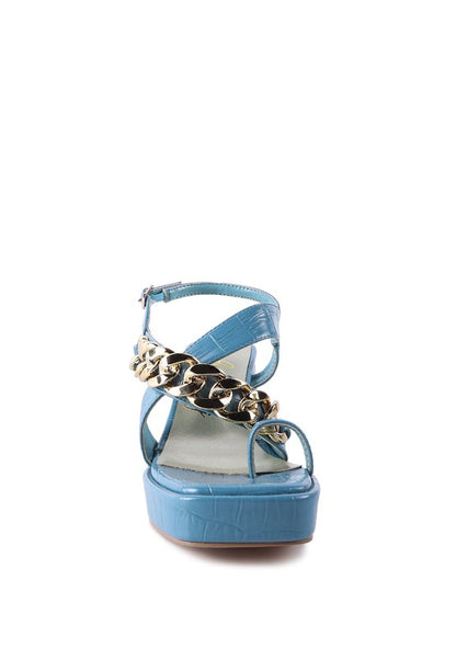 Frecklin Metal Chain Strap Croc Block Sandal