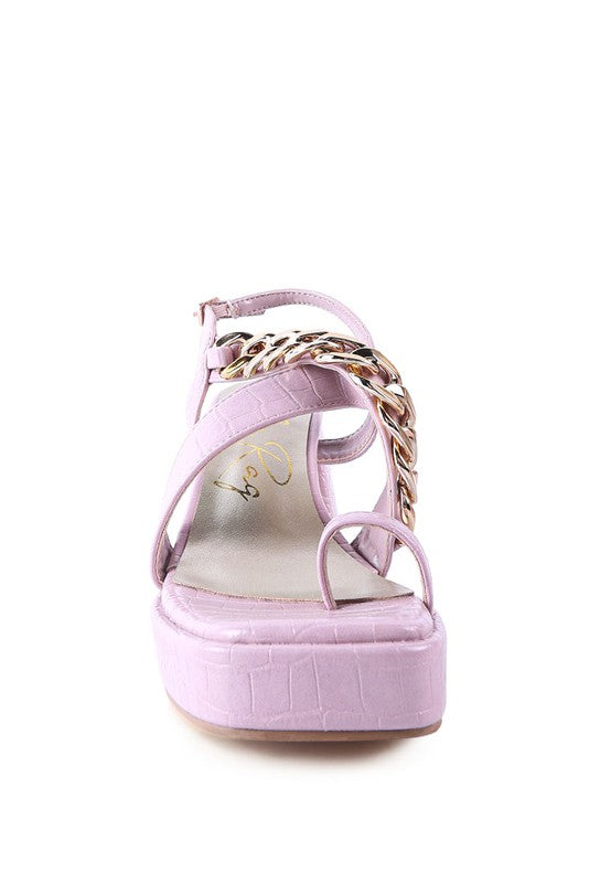 Frecklin Metal Chain Strap Croc Block Sandal