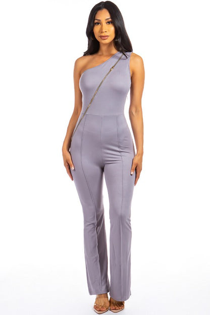 Zip-up Wide Leg Jumpsuit