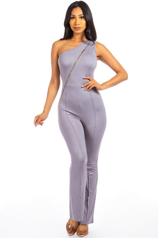 Zip-up Wide Leg Jumpsuit