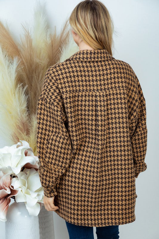 Gem Plus+ Long Sleeve Houndstooth Woven Jacket