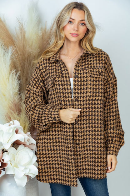 Gem Plus+ Long Sleeve Houndstooth Woven Jacket