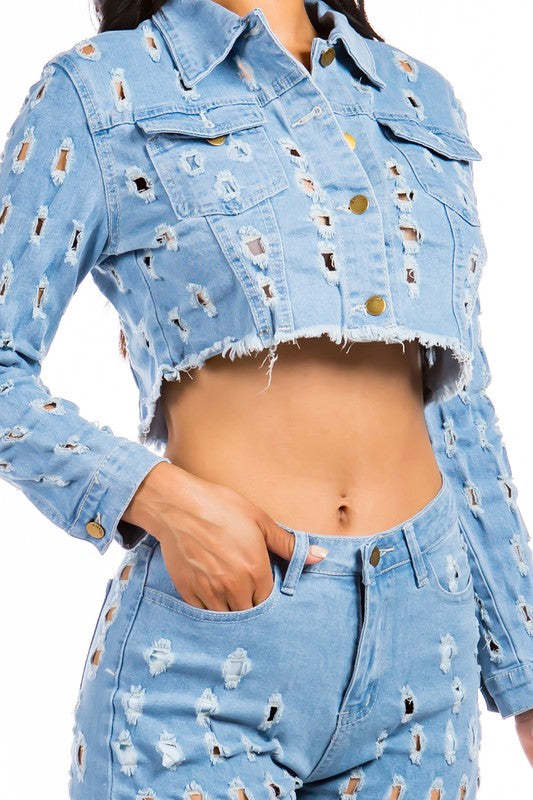 Denim Two Piece Short Set