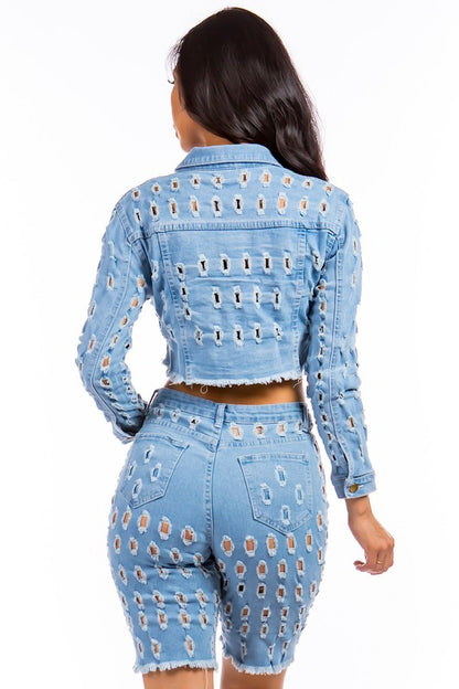 Denim Two Piece Short Set