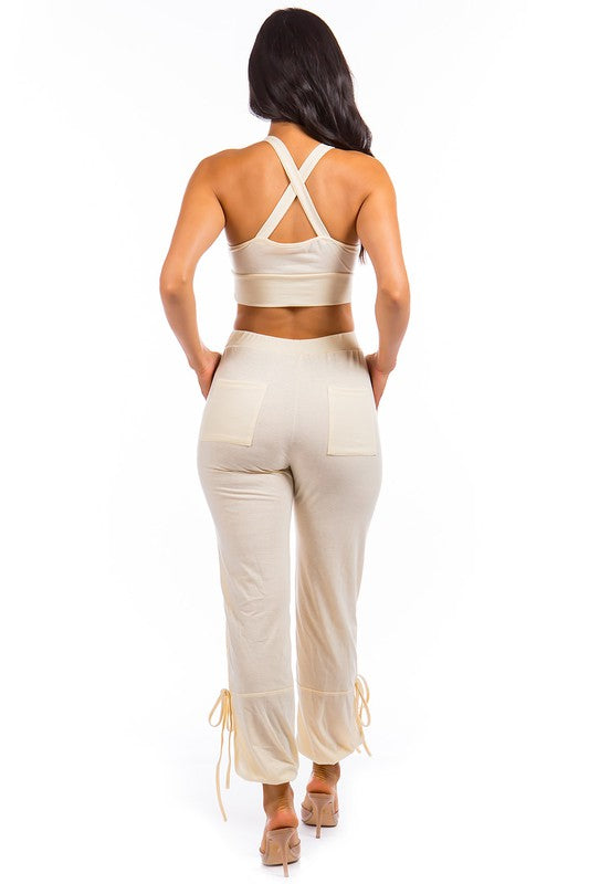 Sleeveless Crop Top & Pant Set