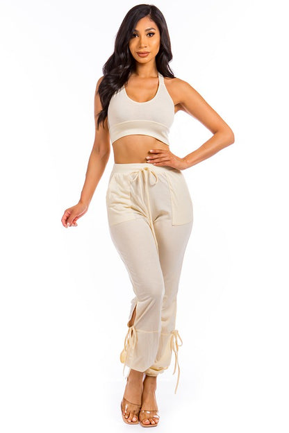 Sleeveless Crop Top & Pant Set