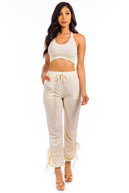 Sleeveless Crop Top & Pant Set