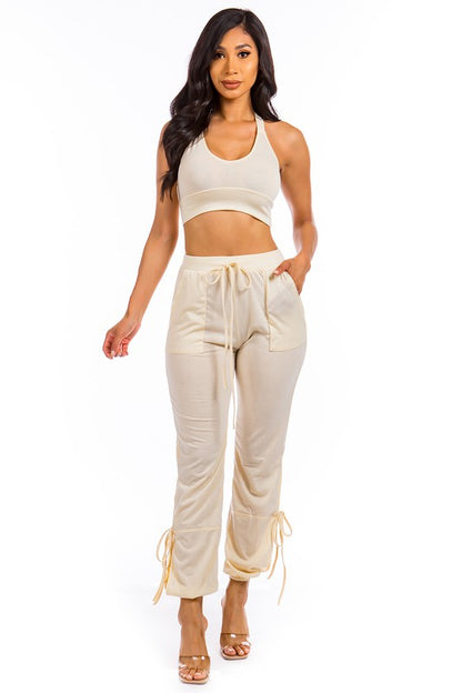 Sleeveless Crop Top & Pant Set