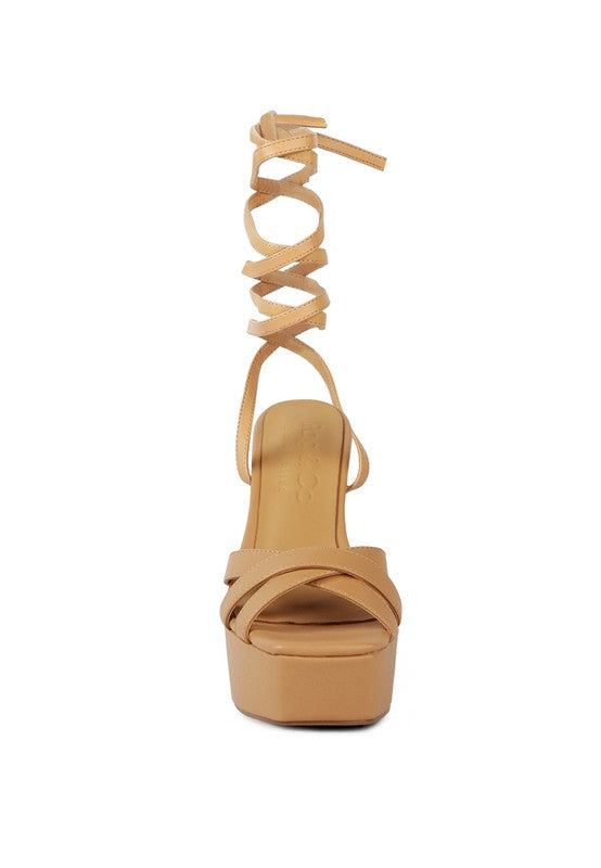 SPLITSOUL Lace Up High Block Sandal