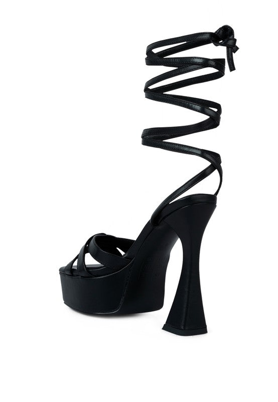 SPLITSOUL Lace Up High Block Sandal