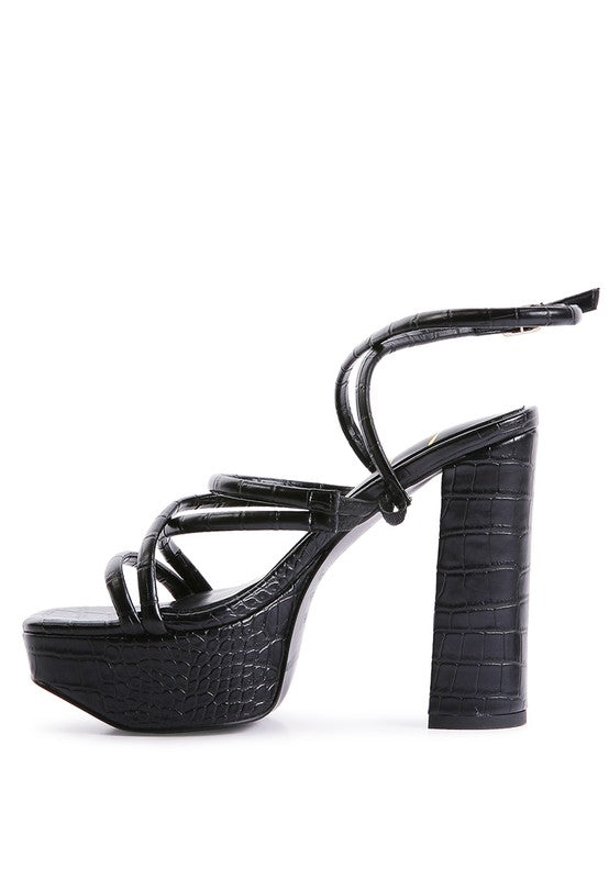 Beam Tips Strappy Platform Chunky High Heels