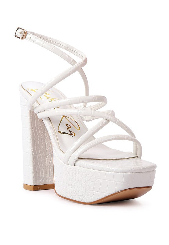 Beam Tips Strappy Platform Chunky High Heels