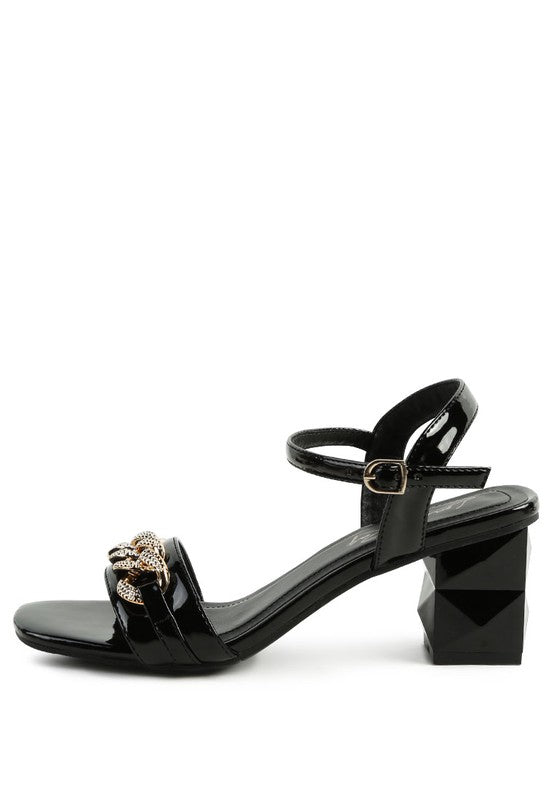 Illusion Geometric Cut Diamante Chain Sandal