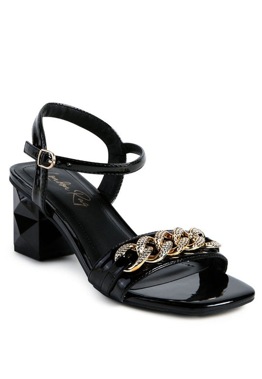 Illusion Geometric Cut Diamante Chain Sandal