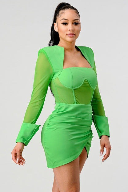 Lady Gaga fashion shoulder pad mini dress