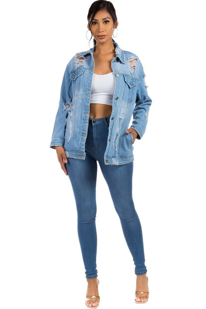 Cut Out Denim Jean Jacket