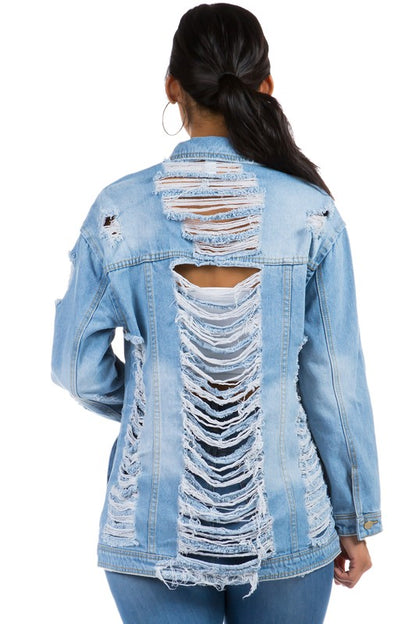 Cut Out Denim Jean Jacket