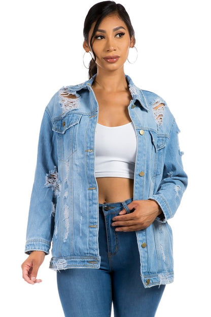 Cut Out Denim Jean Jacket