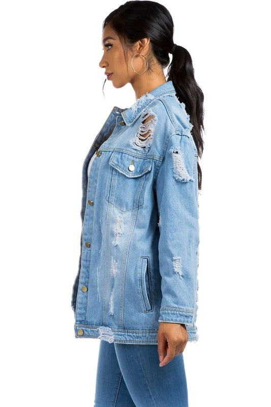 Cut Out Denim Jean Jacket