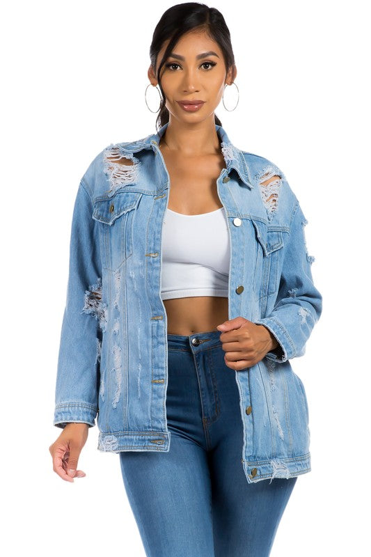 Cut Out Denim Jean Jacket