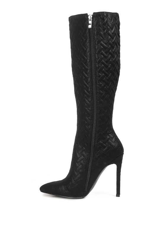 Tinkles Quilted High Heeled Calf Boots