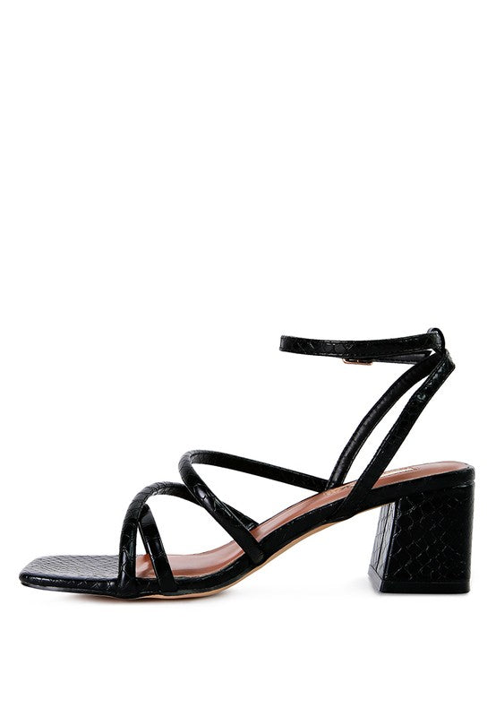 Right Pose Croc Mid Block Heel Casual Sandals