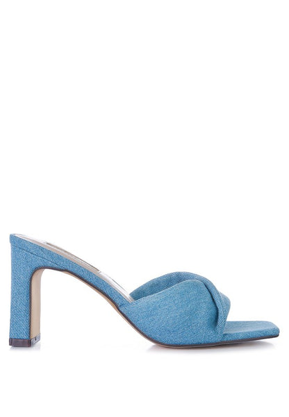 Soft Flirt Twisted Denim Mid Heel Sandals