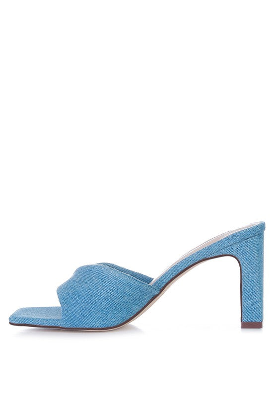 Soft Flirt Twisted Denim Mid Heel Sandals