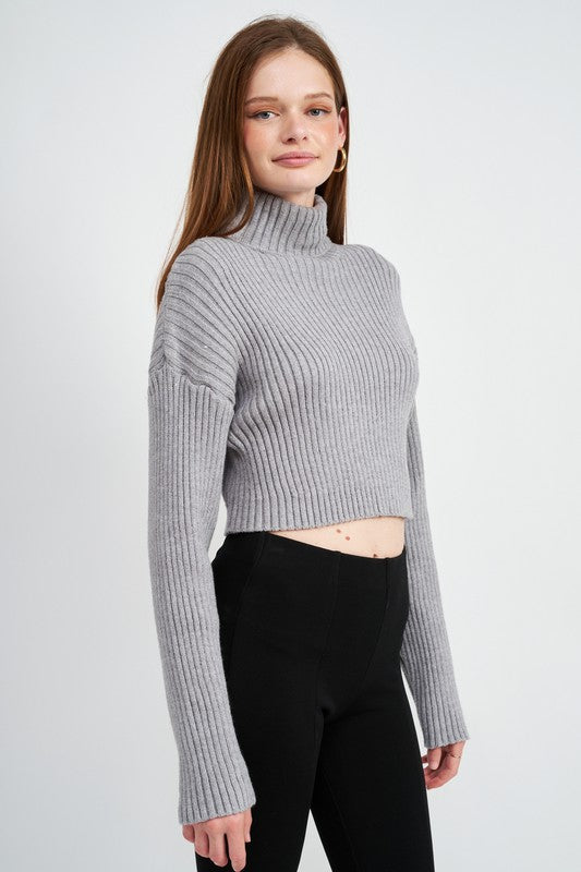 Boxy Turtleneck Crop Top