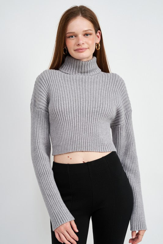 Boxy Turtleneck Crop Top