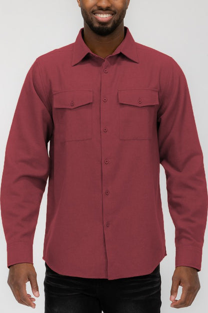 Weiv Men's Solid Flannel Shirt