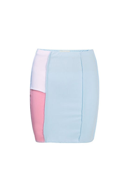 Color Block Casual Tube Skirt