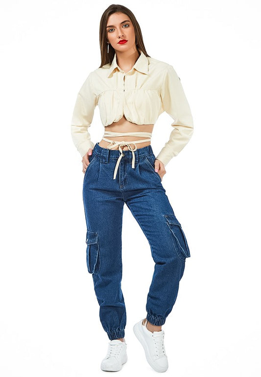 High Waist Cargo Trousers