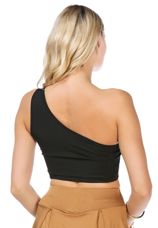 One Shoulder Knitted Crop Top