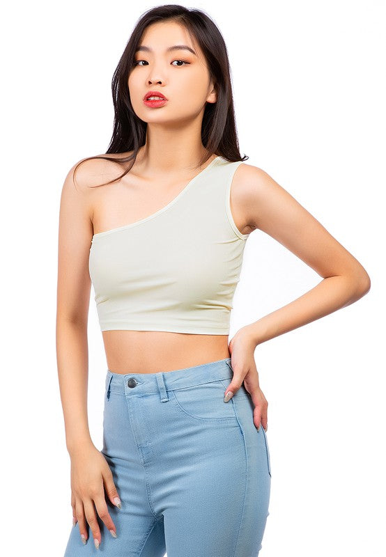 One Shoulder Knitted Crop Top