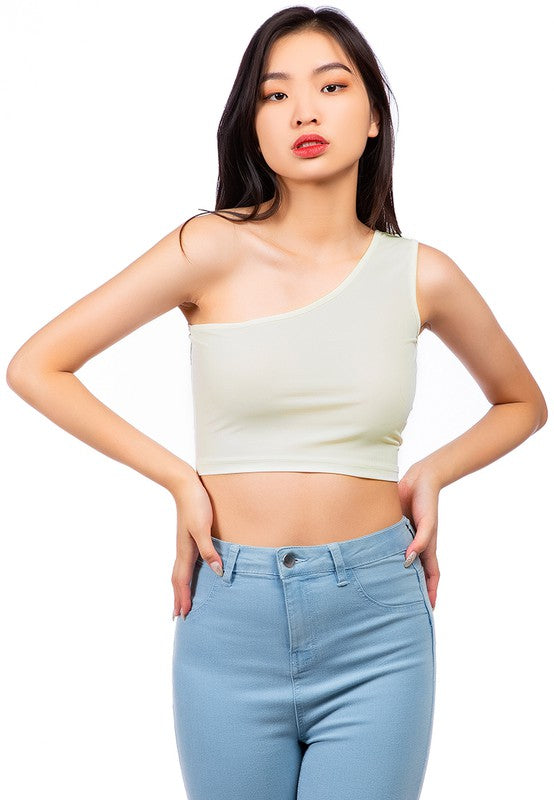 One Shoulder Knitted Crop Top