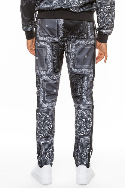 Weiv Men's Paisley Bandana Print Track Pants