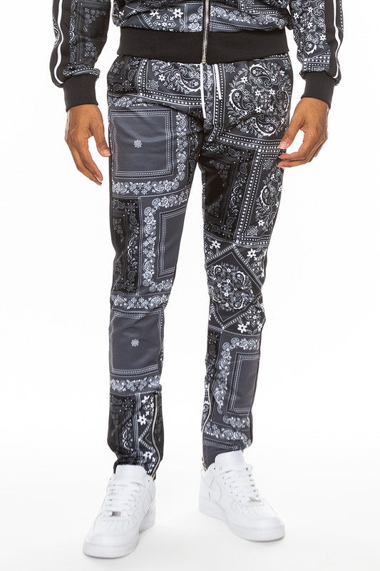 Weiv Men's Paisley Bandana Print Track Pants