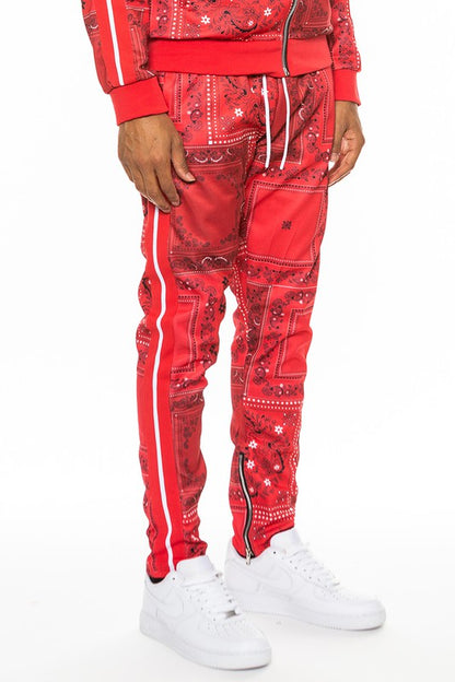 Weiv Men's Paisley Bandana Print Track Pants