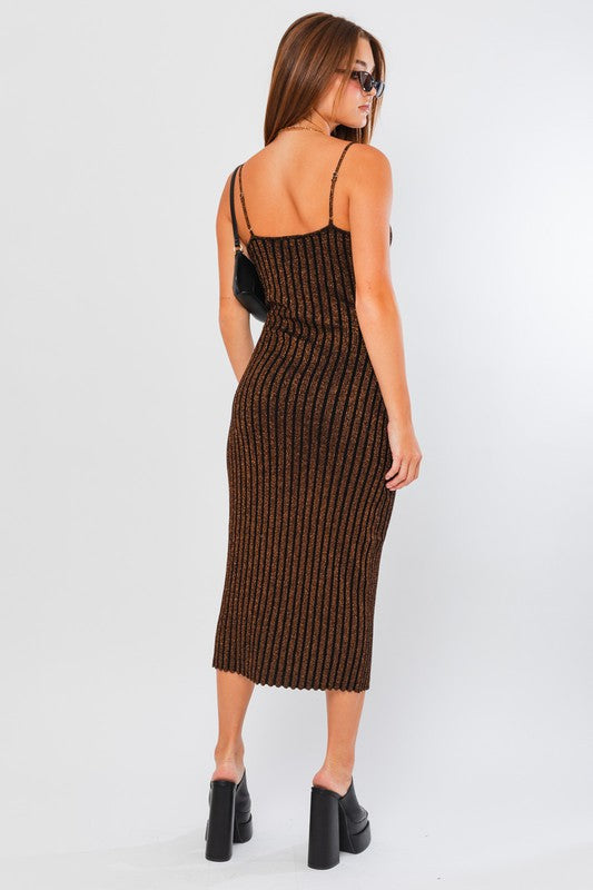 Sleeveless Stripe Knit Midi Dress LE LIS