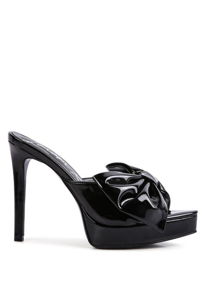 My Time Patent Pu Bow Detail High Heeled Sandal