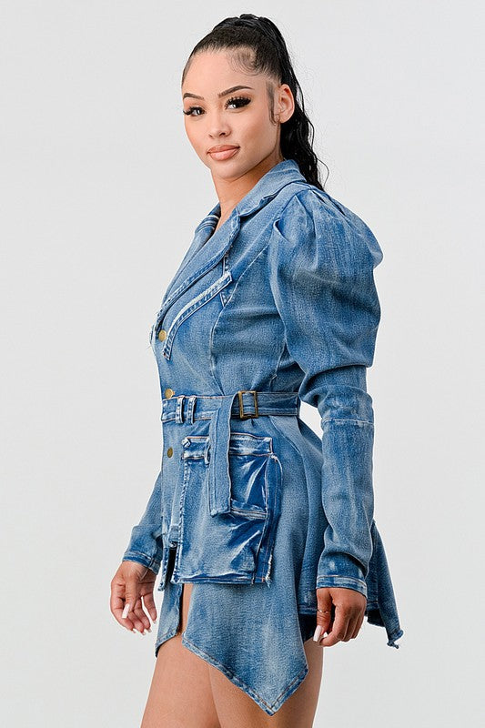 Athina high-low multi pocket denim dress Athina