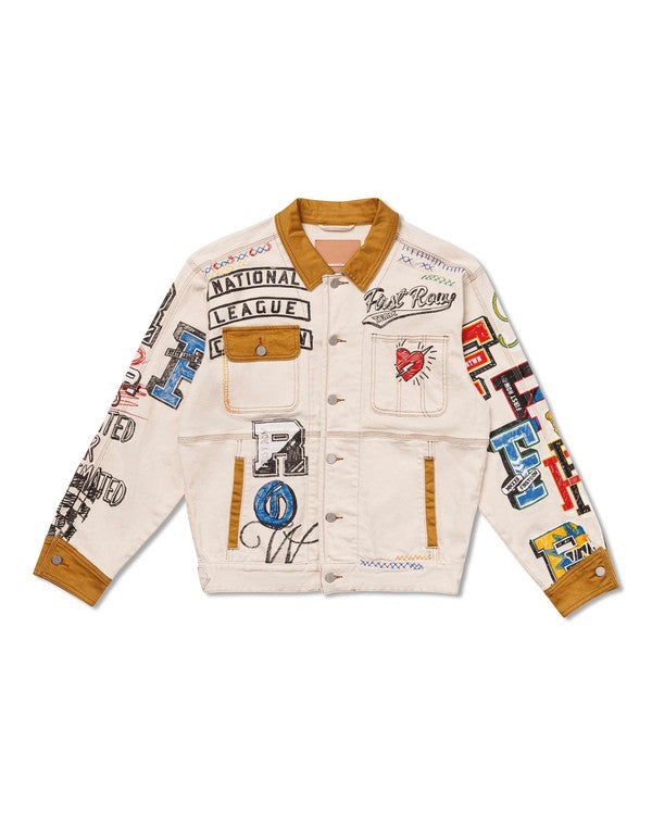 All-over Hand-drawn Men's Trucker Jacket