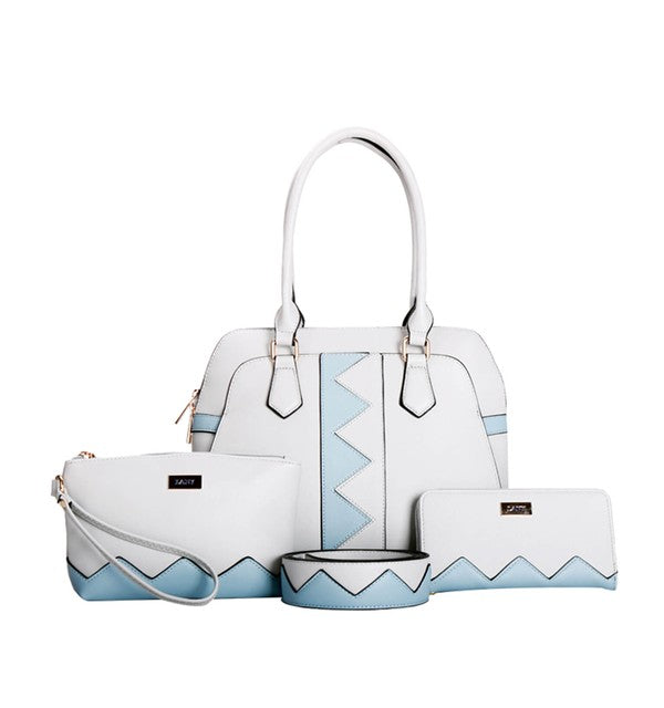 LANY Zigzag Colorblock Tote Set w/ Pouch & Wallet