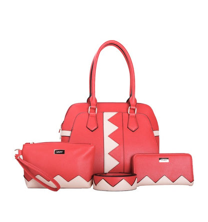 LANY Zigzag Colorblock Tote Set w/ Pouch & Wallet