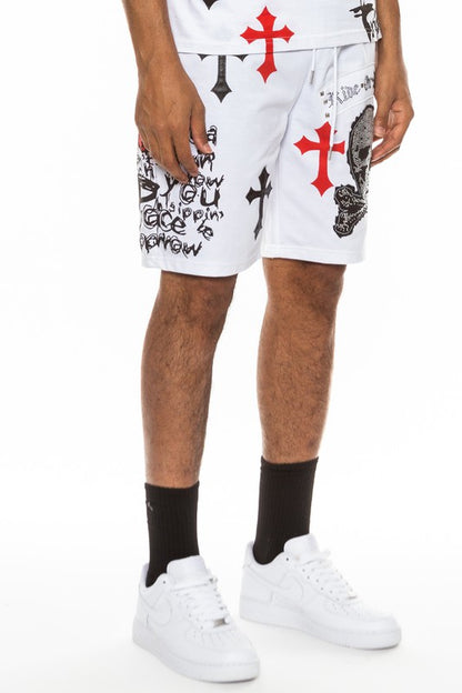 Weiv Men's Chrome Cross Skull Shorts