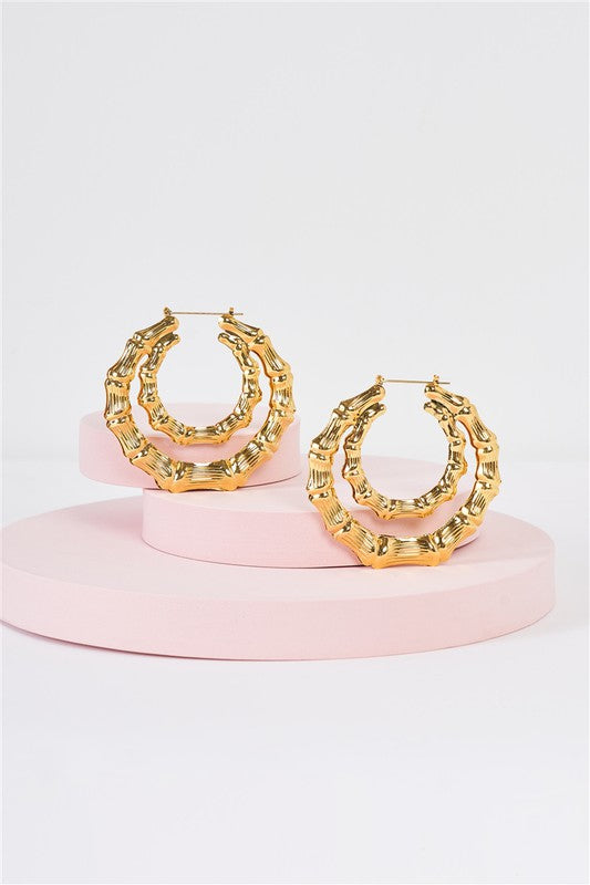 Double Circle Bamboo Hoop Earrings Tasha Apparel